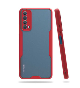 Huawei P Smart 2021 Kılıf Parfe Kenarları Pastel Renk Silikon (Kırmızı)