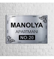 Apartman-Site Kapı Isimliği Kapı Tabelası 20X29 cm Model 1 (Gümüş)