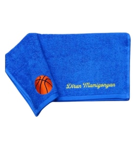 Alice Atelier İsme Özel %100 Pamuk Spor Basketbol Topu İşlemeli Basketbol Havlusu Kırmızı, Mavi, Siyah, Beyaz, Gri (Mavi)