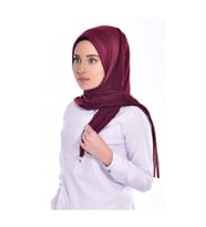 Pliseli Pratik Penye Hazır Şal Pratik Şal (Bordo)