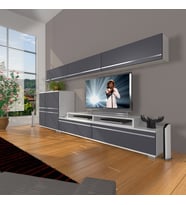 Decoraktiv Ekoflex 8 Mdf Tv Ünitesi Tv Sehpası (Beyaz - Antrasit)