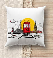 BK Gift İstanbul Tasarımlı Beyaz Kırlent Yastık, Ev Hediyesi, Ev Dekorasyonu, Dekoratif Hediye (Model 3)