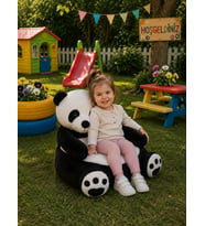 65 cm Panda Pelüş Bebek Çocuk Koltuğu (%100 Yerli) (Siyah - Beyaz)