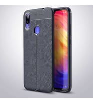 Xiaomi Redmi Note 7 Kılıf Deri Tarzı Niss Silikon Case (Lacivert)