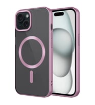 Vendas iPhone 15 Kılıf Mat Tasarımlı Magsafe Wireless Şarj Özellikli Zore Mat Setro Kapak (Pembe)