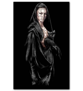 Cakapuzzle Siyah Elbiseli Kadın Karakedi Karanlık Puzzle Yapboz MDF (Ahşap) (255 Parça)