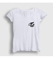 Presmono Kadın Sarı Logo K-Pop Twice T-Shirt 280573tt (Beyaz)