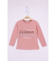 Toontoy Kız Çocuk Fashion Baskılı Tişört (Gül Kurusu)