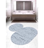 Dijital Baskılı Kaymaz Taban Yıkanabilir Oval 2'li Klozet Takımı Banyo Paspası NOKZ-HS-184 (Çok Renkli)