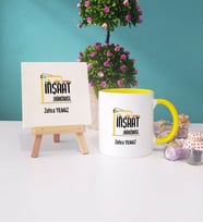 İnşaat Mühendisi Kupa Bardak Lacivert Dekoratif Taş Baskı (Model 4)