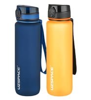 Uzspace 2'li Tritan Matara Seti 1000 ml Büyük Boy 14 Farklı Renk Seçeneği FiftyFifty (Lacivert-Turuncu)