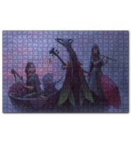 Cakapuzzle Gece Sisler Arasındaki Kayık ve Çalgıcı Kızlar  Puzzle Yapboz MDF (Ahşap) (500 Parça)
