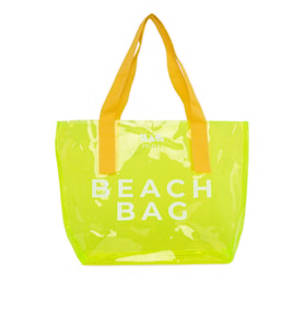 BAGMORİ Beach Bag Baskılı Şeffaf Plaj Çantası (Açık Yeşil)