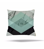 Geometrik Desen Yapraklı Gizli Fermuarlı Yastık Kılıfı Kırlent Kılıfı Koltuk Yastık Kılıfı  (Mint Yeşili)