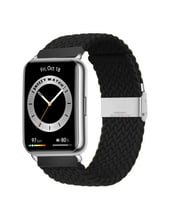 Sneezy Huawei Watch Fit 2 İle Uyumlu Metal Klips Solo Fiberlink Örgü Kordon (Siyah)