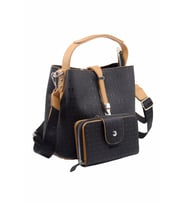 Just Polo Kilit Detaylı Kadın Kartlık ve Omuz Çanta Kombini MDS4002-1005 (Taba - Siyah)
