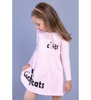 Toontoy Kız Çocuk Luckycats Baskılı Elbise (Açık Pembe)