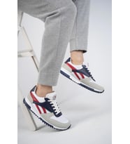 Muggo Elvis Unisex Ortopedik Günlük Garantili Yürüyüş Koşu Sneaker Spor Ayakkabı (Lacivert-Kırmızı)