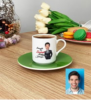 Kişiye Özel Karikatürlü Kolay Yetişmiyor Türk Kahvesi Fincanı Erkek Sevgiliye Abiye Babaya Doğum Günü Hediyesi (Yeşil)