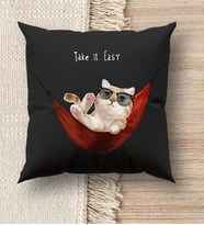 BK Gift Kedi Tasarımlı Premium Kumaş Siyah Kırlent Yastık, Ev Hediyesi, Ev Dekorasyonu, Dekoratif Hediye (Model 1)