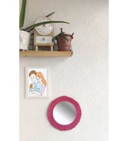 Livava Makrome İşlemeli Püsküllü El Yapımı Ayna (Pembe)