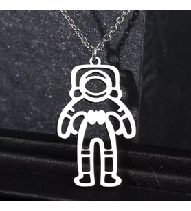 Kişiye Özel 925 Ayar Gümüş Astronot Kolye (Gümüş)