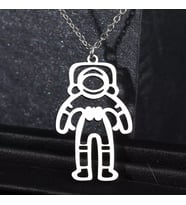 Kişiye Özel 925 Ayar Gümüş Astronot Kolye (Gümüş)