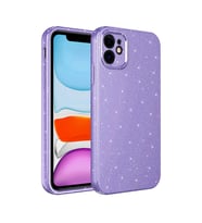 Apple iPhone X / XS Kılıf Kamera Korumalı Simli Lüks Işıltılı Silikon (Mor)