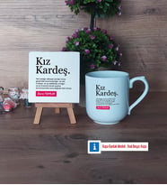 Kız Kardeş Dekoratif Taş, Kupa Bardak Kırmızı Hediye (Model 4)