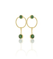 Kadir Jewellery 22 Ayar Altına Kaplama Kadın Sallantılı Küpe -El İşçiliği Ve Hipoalerjenik Küpe (Yeşil)
