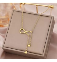 Kişiye Özel 925 Ayar Gümüş Sonsuzluk Sallantılı Kalpler Kolye (Gold)
