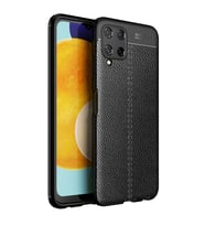 Galaxy M22 Kılıf Zore Niss Deri Desenli Silikon Kılıf (Siyah)