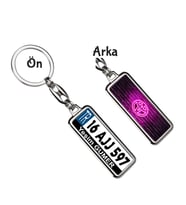 Kişiye Özel Plaka Metal Anahtarlık   Toyota Neon Pembe Logo (Gümüş)