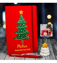 eJOYA Yeni Yıla Özel Defter Kalem Ve Fotoğraflı Çam Ağacı Notluk Hediye Seti 91102 (Kırmızı)
