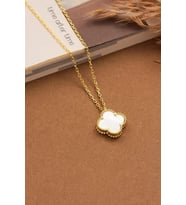 VAN CLEEF KOLYE GOLD RENK YEŞİL,SİYAH VE BEYAZ TAŞLI 4 YAPRAKLI YONCA KOLYE  925 AYAR GÜMÜŞ KOLYE (Beyaz)