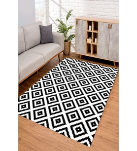 Dijital Kaymaz Taban Yıkanabilir Renkli Salon Halısı Mutfak Halısı Yolluk ND-SD-715 (Beyaz)