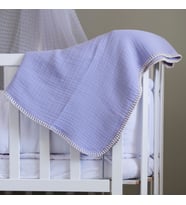 Hafy Baby %100 Organik Pamuklu Çoban Dikiş Detaylı 4 Katlı Müslin Battaniye (Lila)