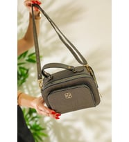 DENS Maral Yazı Detaylı Omuz Çantası P-0286 (Gümüş)