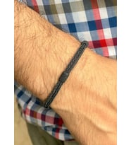 Oksitli Gümüş Örgü Çift Sıra Tilki Kuyruğu Bileklik : Siyah - 18 cm : Siyah - Beyaz - 18 cm : Oksitli - 19 cm (Siyah)