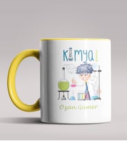 Kişiye Özel Kimya Öğretmeni Tasarım Siyah Renk Kupa Bardak 6 (Sarı)