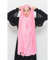Hazır Pratik Geçmeli Lüks Organik Düz Penye Şal Eşit Hizalı (Açık Pembe)