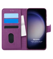 Microsonic Samsung Galaxy S23 Kılıf Fabric Book Wallet Siyah (Mor)