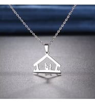 Kişiye Özel 925 Ayar Gümüş Aile Ev Kolye (Gümüş)