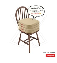 XPERMATE 4'lü StandartFit Oval Sandalye Minderi Fermuarlı Yıkanabilir Kılıf Bağcıklı Su ve Yağ İtici 42x42x5 cm (Bej)