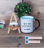Kankaya Hediye Kupa Bardak Beyaz ve Fotoğraflı Ahşap Anahtarlık Hediye (Model 9)