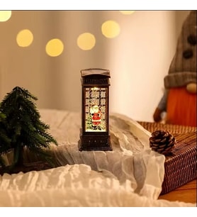Telefon Kulubesi Noel Dekorasyon Kar Küresi Parti Malzemeleri Kristal Işıklar Minyatür Modeller (Siyah)