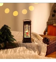 Telefon Kulubesi Noel Dekorasyon Kar Küresi Parti Malzemeleri Kristal Işıklar Minyatür Modeller (Siyah)