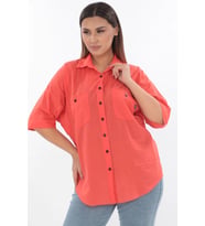 %100 Cotton Büyük Beden Gömlek (Nar Çiçeği)