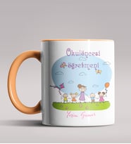 Kişiye Özel Okul Öncesi Öğretmeni Tasarımlı Siyah Renk Kupa 5 (Turuncu)