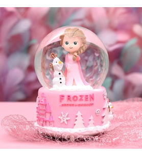 Frozen Temalı Orta Boy Işıklı Müzikli Kar Küresi (Pembe)